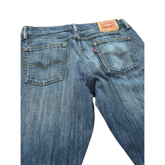 RARE Distressed Plaid Inside Levis 514 Straight Leg Mens Blue Denim Jeans 34x30 - Picture 12 of 15